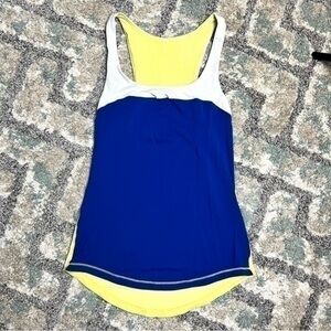 Lululemon tank top womens size small blue yellow colorblock workout top